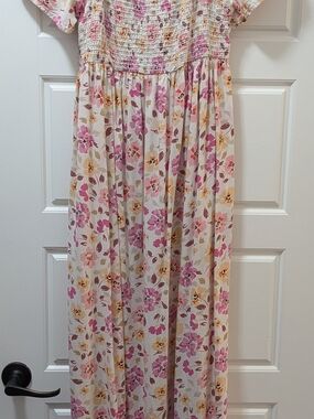 Hello MIZ Maternity Maxi Dress with Pink and Yellow Floral Print